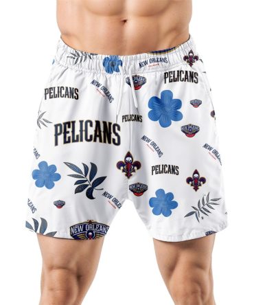 New Orleans Pelicans Hawaiian Shorts Tropical Beach