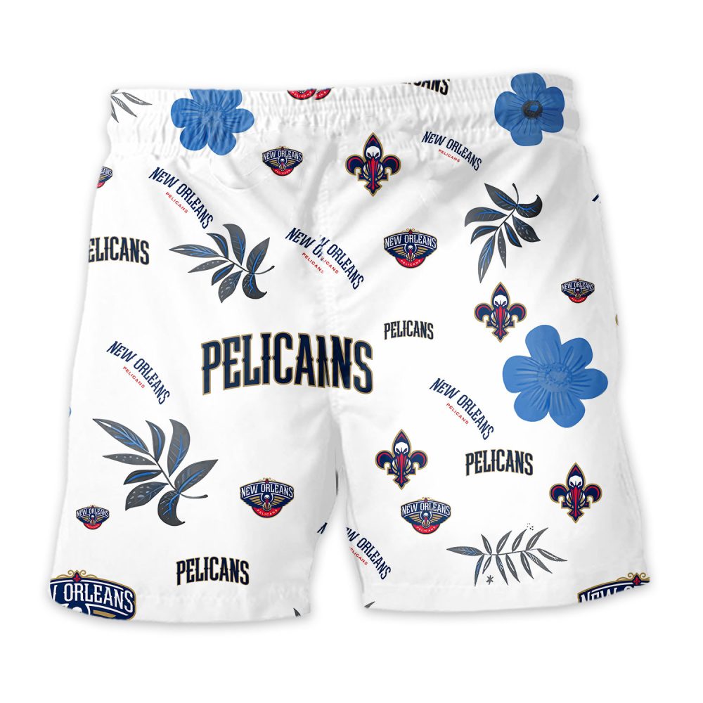 New Orleans Pelicans Hawaiian Shorts Tropical Beach - Image 4