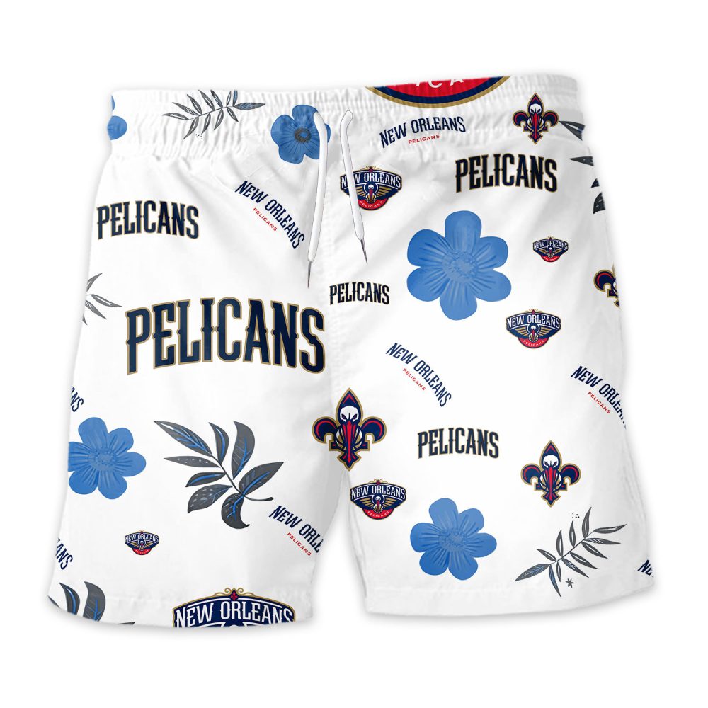 New Orleans Pelicans Hawaiian Shorts Tropical Beach - Image 3