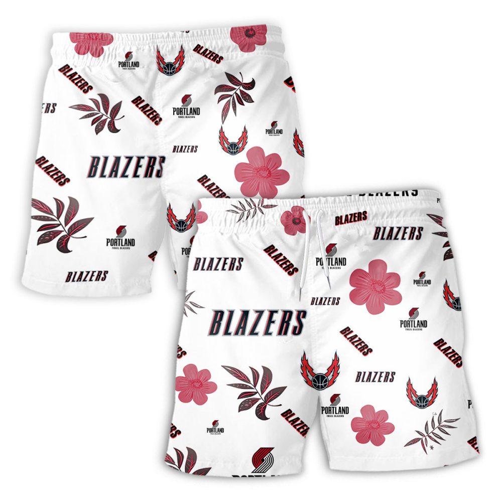 Portland Trail Blazers Hawaiian Shorts Tropical Beach - Image 2