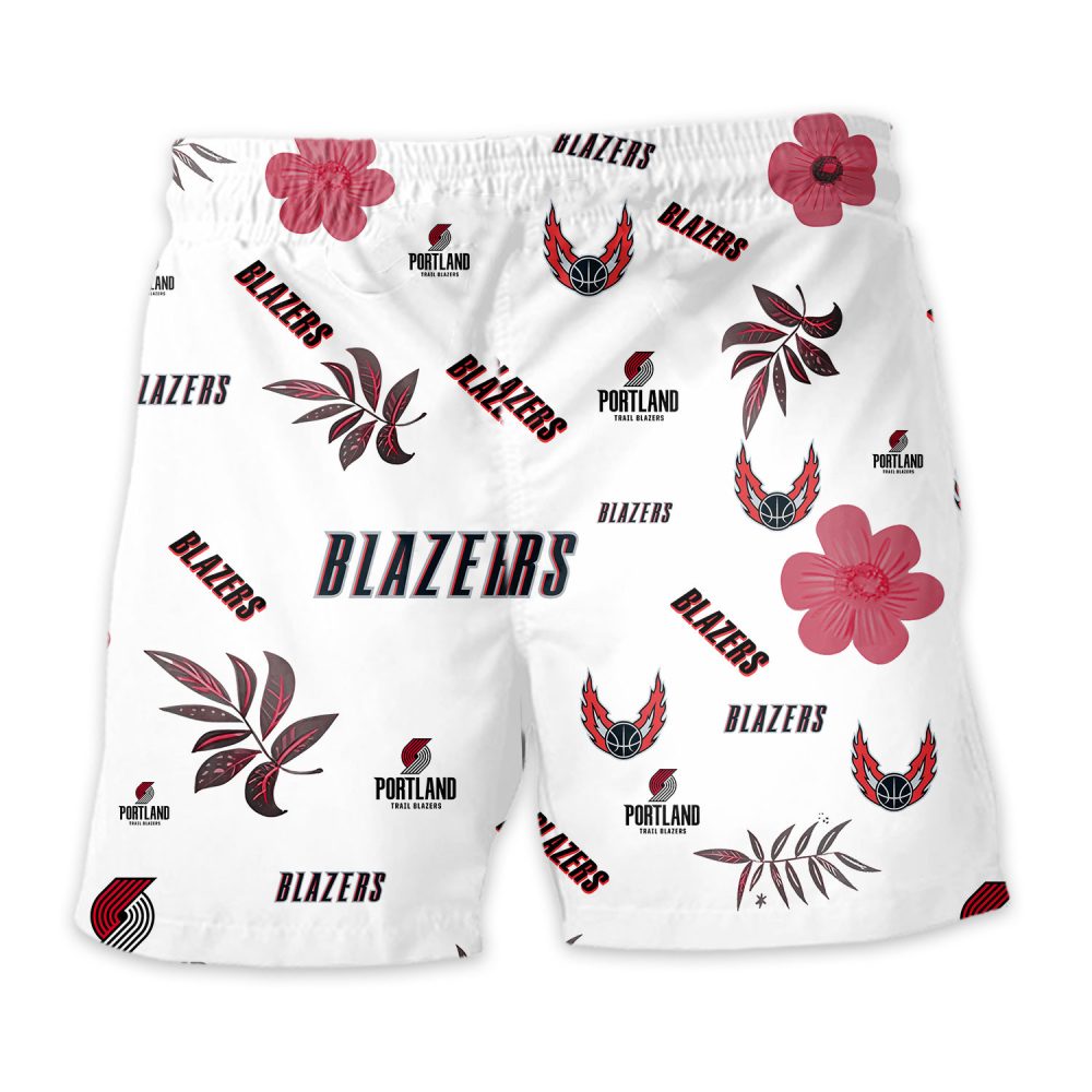 Portland Trail Blazers Hawaiian Shorts Tropical Beach - Image 4