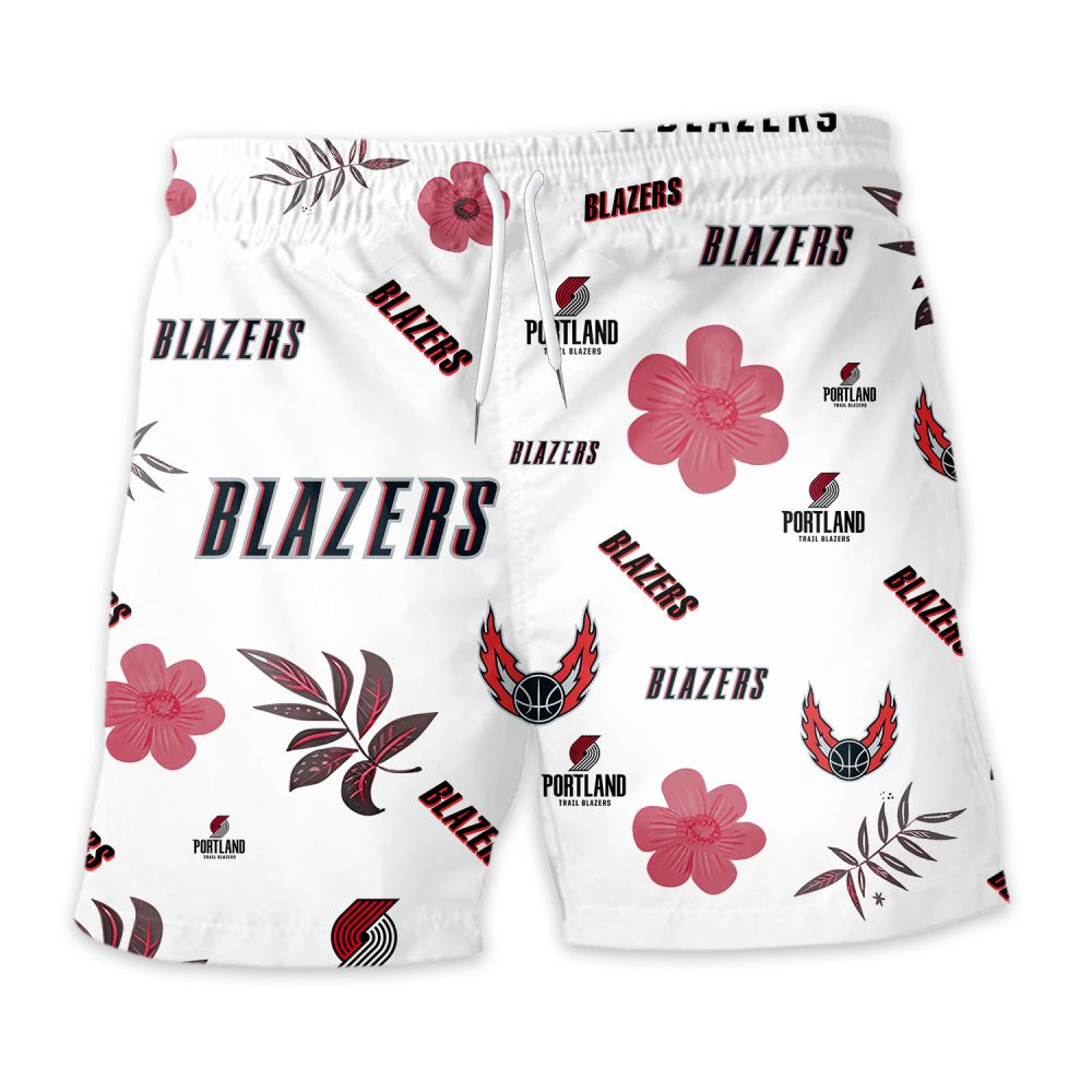 Portland Trail Blazers Hawaiian Shorts Tropical Beach - Image 3