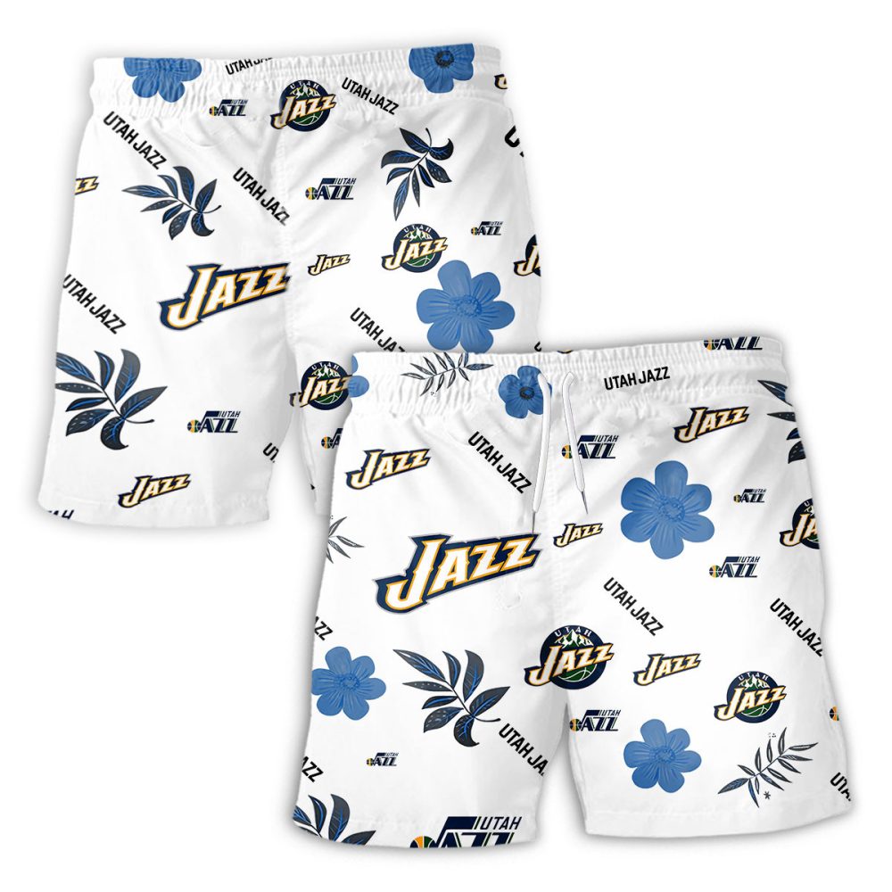 Utah Jazz Hawaiian Shorts Tropical Beach - Image 2