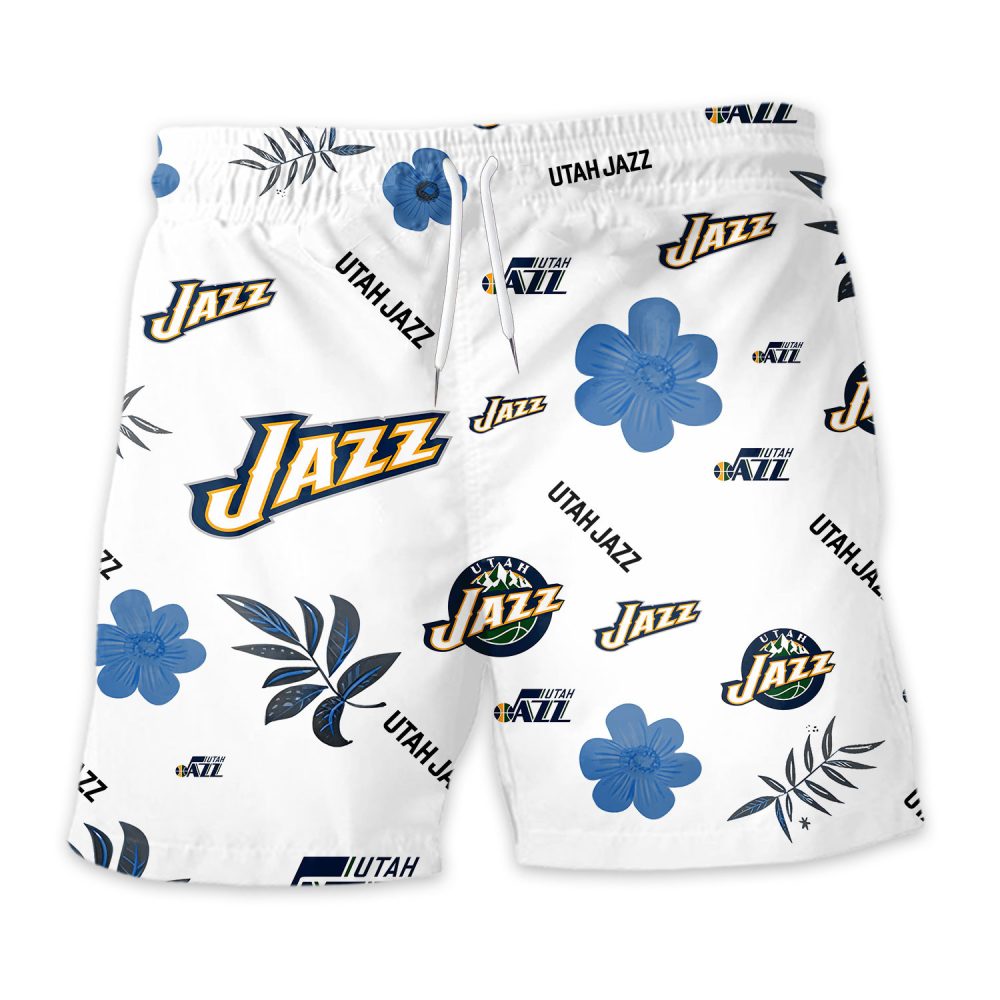 Utah Jazz Hawaiian Shorts Tropical Beach - Image 3