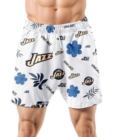 Utah Jazz Hawaiian Shorts Tropical Beach
