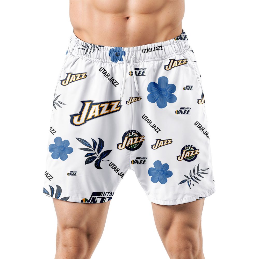 Utah Jazz Hawaiian Shorts Tropical Beach