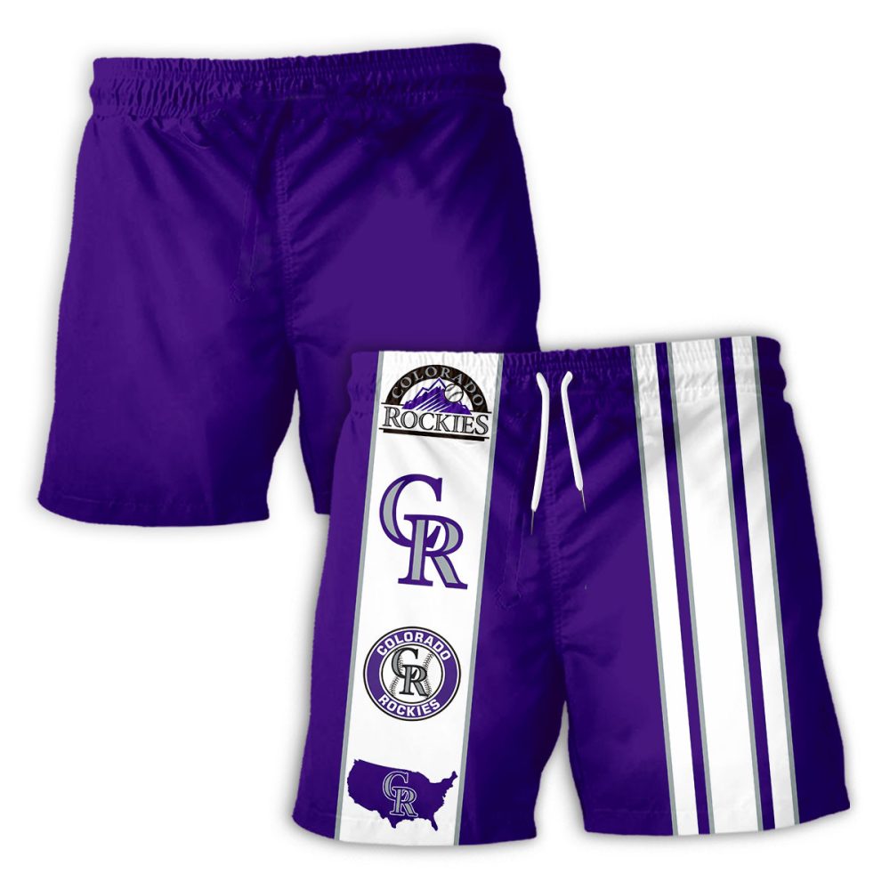 Colorado Rockies Hawaiian Shorts Classic Color Contrast - Image 2