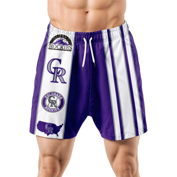 Colorado Rockies Hawaiian Shorts Classic Color Contrast - Image 5