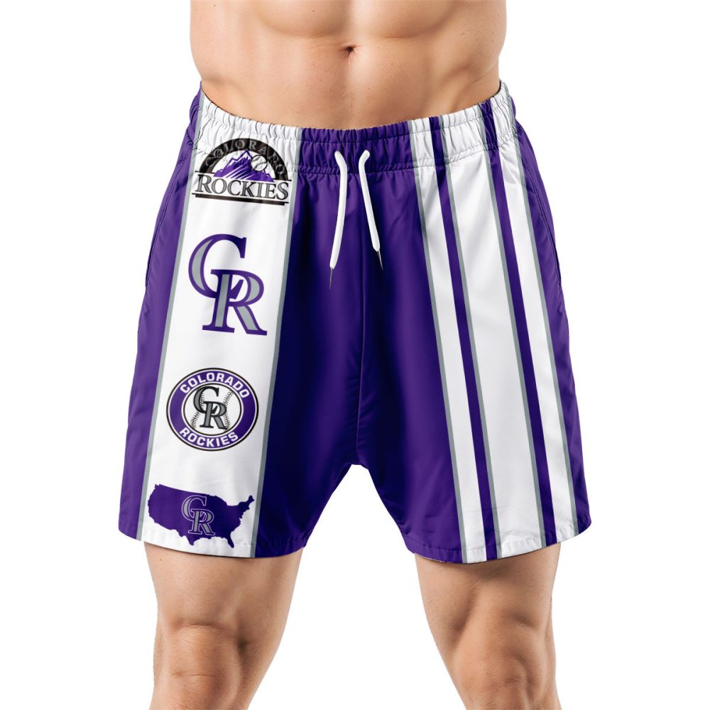 Colorado Rockies Hawaiian Shorts Classic Color Contrast