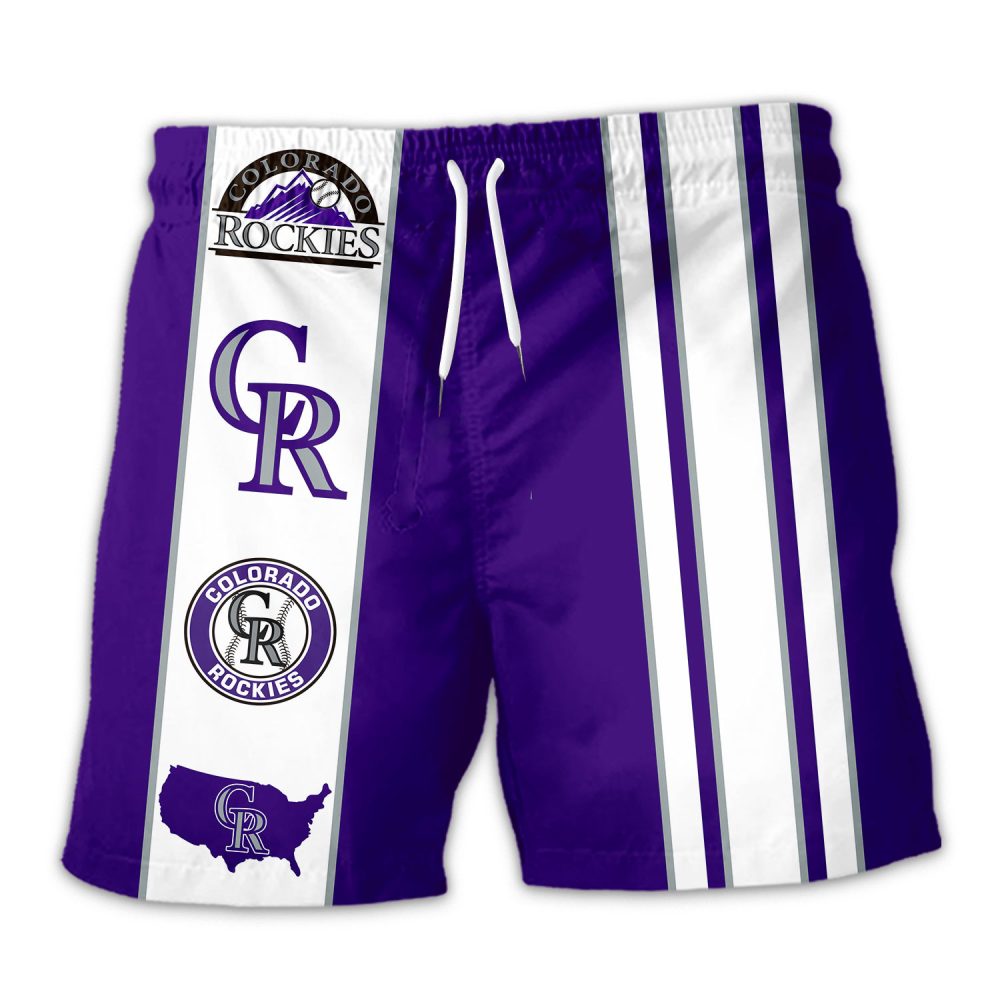 Colorado Rockies Hawaiian Shorts Classic Color Contrast - Image 3