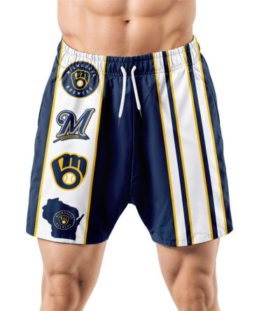 Milwaukee Brewers Hawaiian Shorts Classic Color Contrast