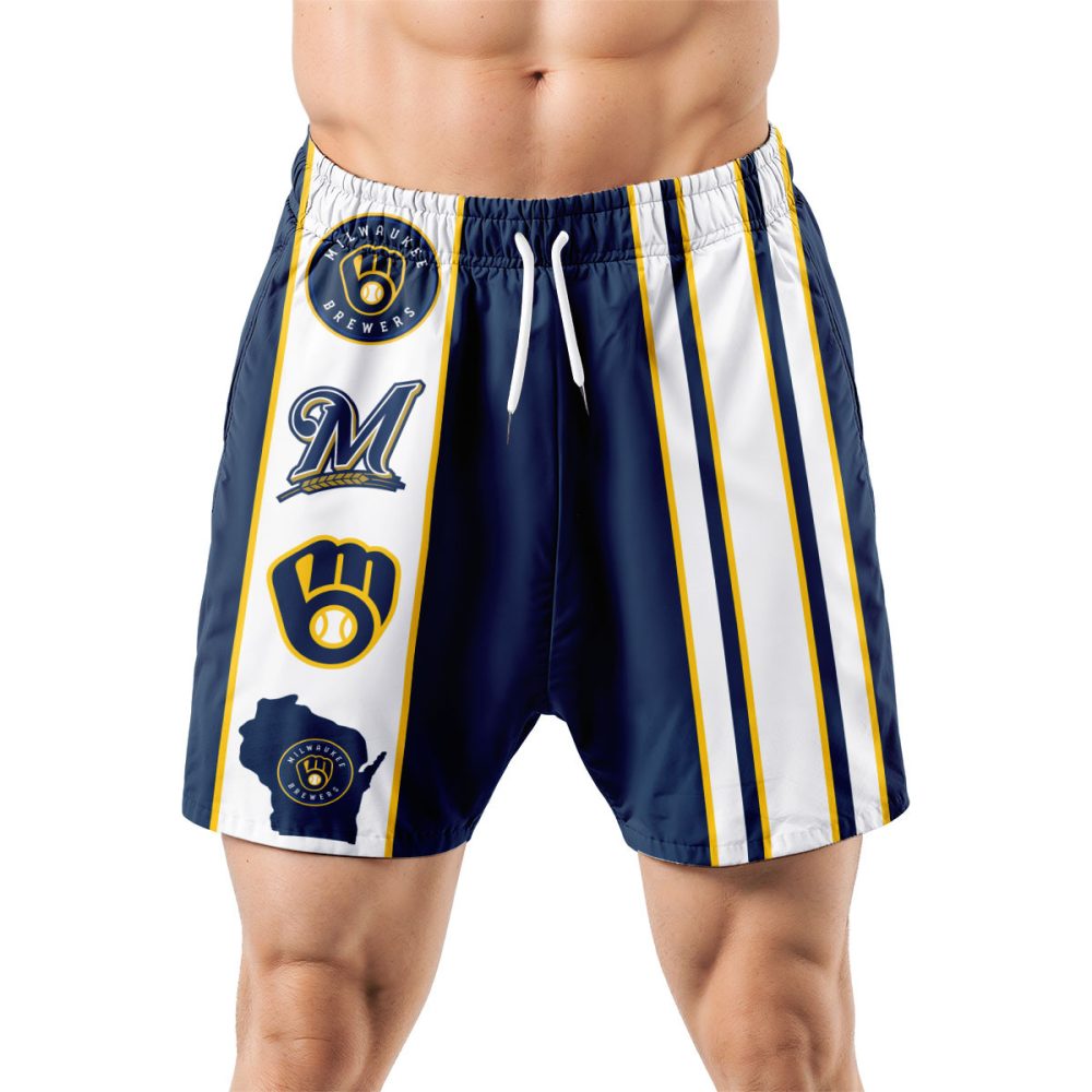 Milwaukee Brewers Hawaiian Shorts Classic Color Contrast
