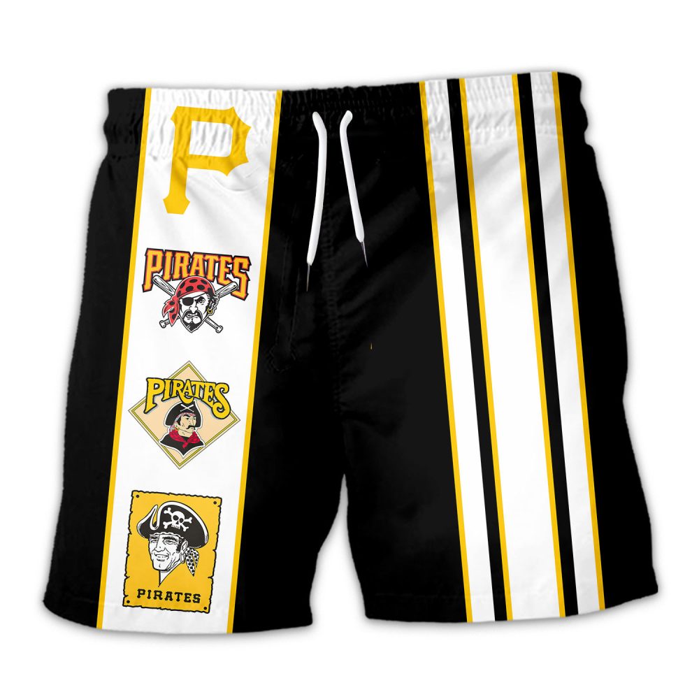 Pittsburgh Pirates Hawaiian Shorts Classic Color Contrast - Image 3