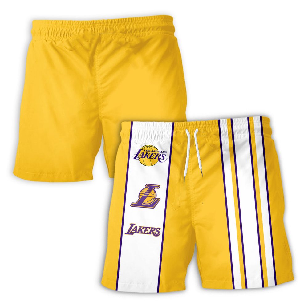 Los Angeles Lakers Hawaiian Shorts Classic Color Contrast - Image 2