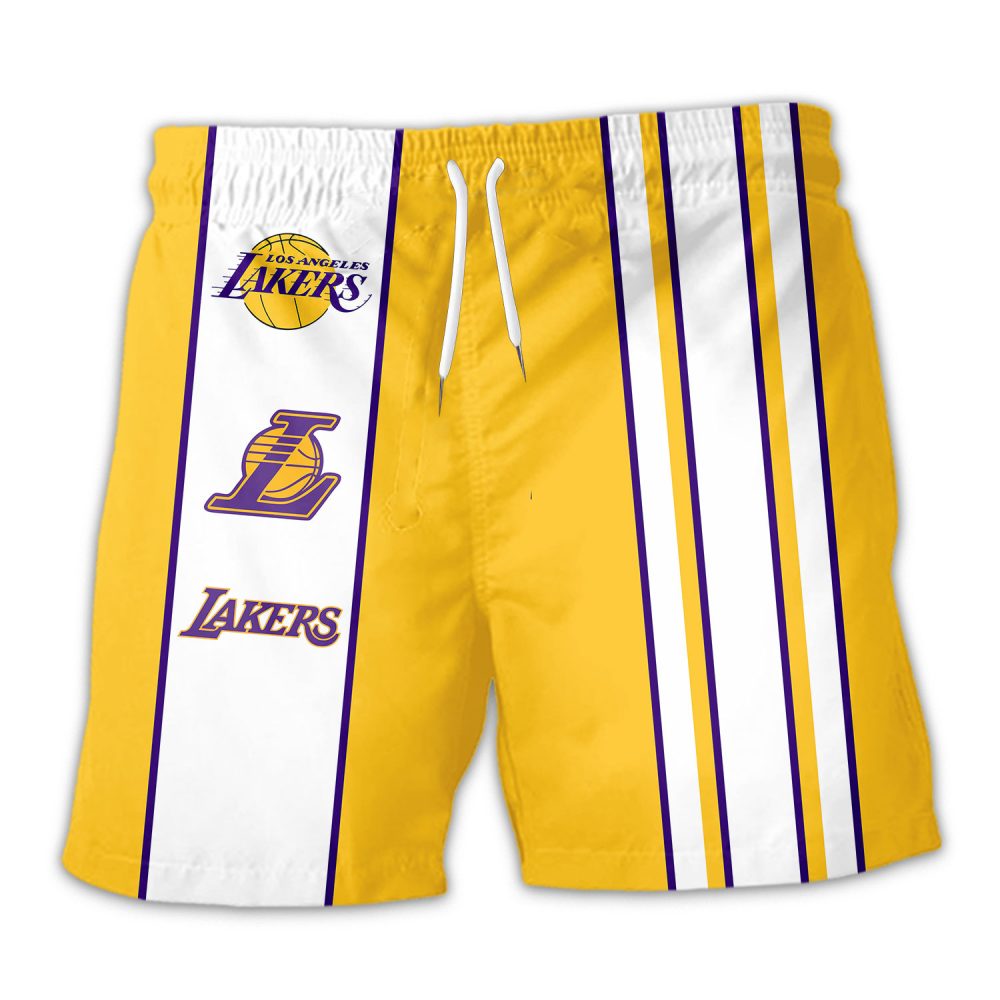 Los Angeles Lakers Hawaiian Shorts Classic Color Contrast - Image 3