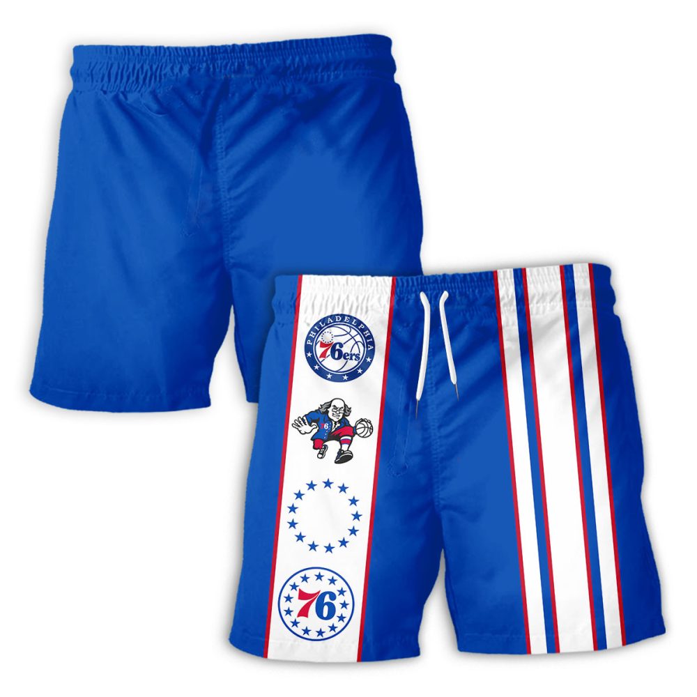 Philadelphia 76Ers Hawaiian Shorts Classic Color Contrast - Image 2