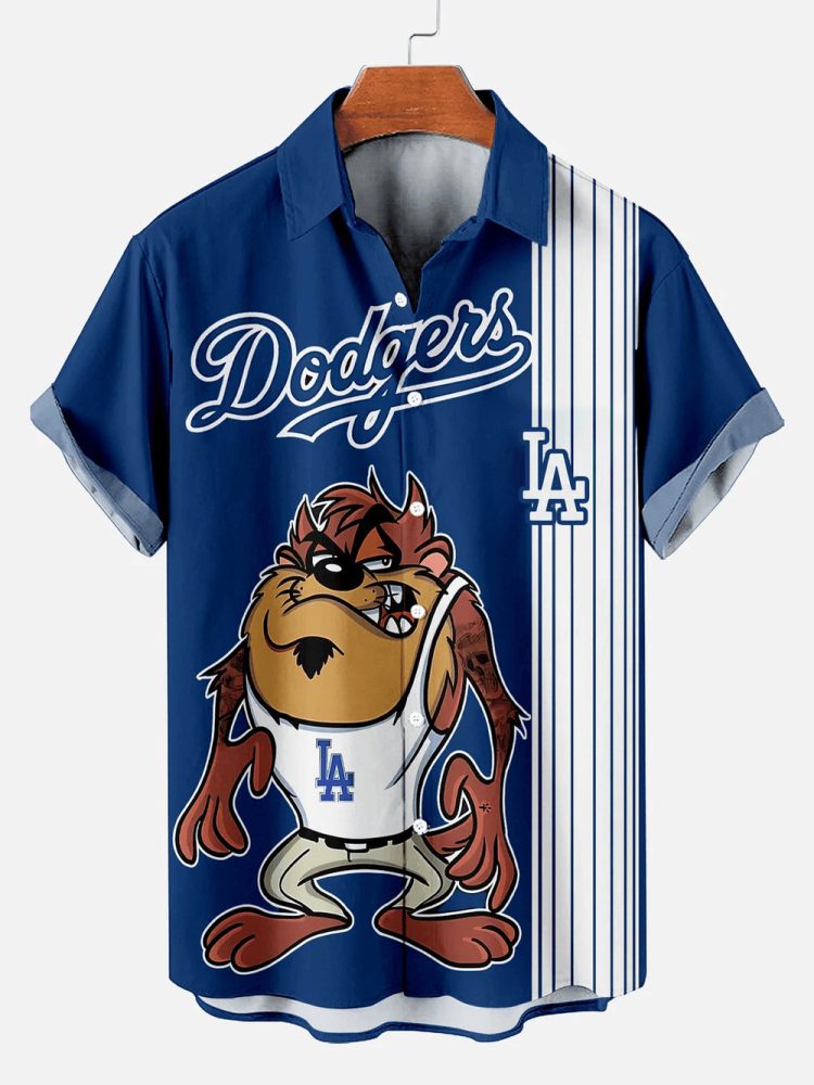 Los Angeles Dodgers Classic Baseball Striped Hawaiian Shirt