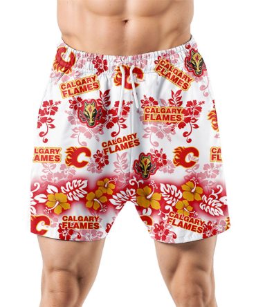 Calgary Flames Aloha Paradise Hawaiian Shorts