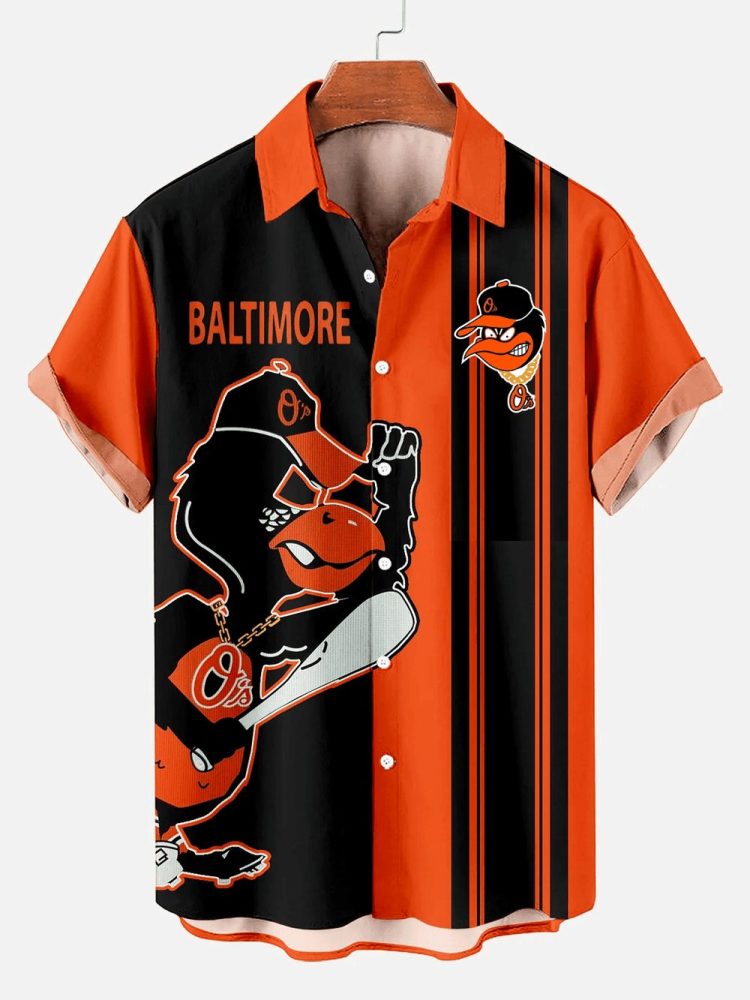Baltimore Orioles Classic Baseball Fun Cartoon Print Hawaiian Shirt
