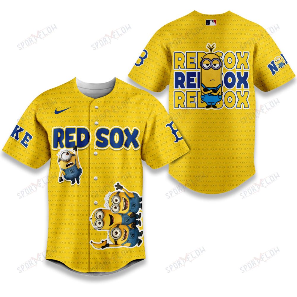 Boston Red Sox X Yellow Minions Graphics Baseball Jersey