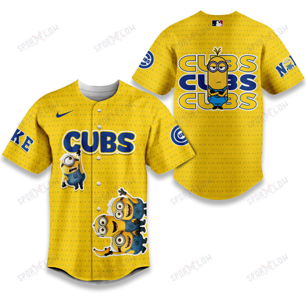 Chicago Cubs X Yellow Minions Graphics Baseball Jersey