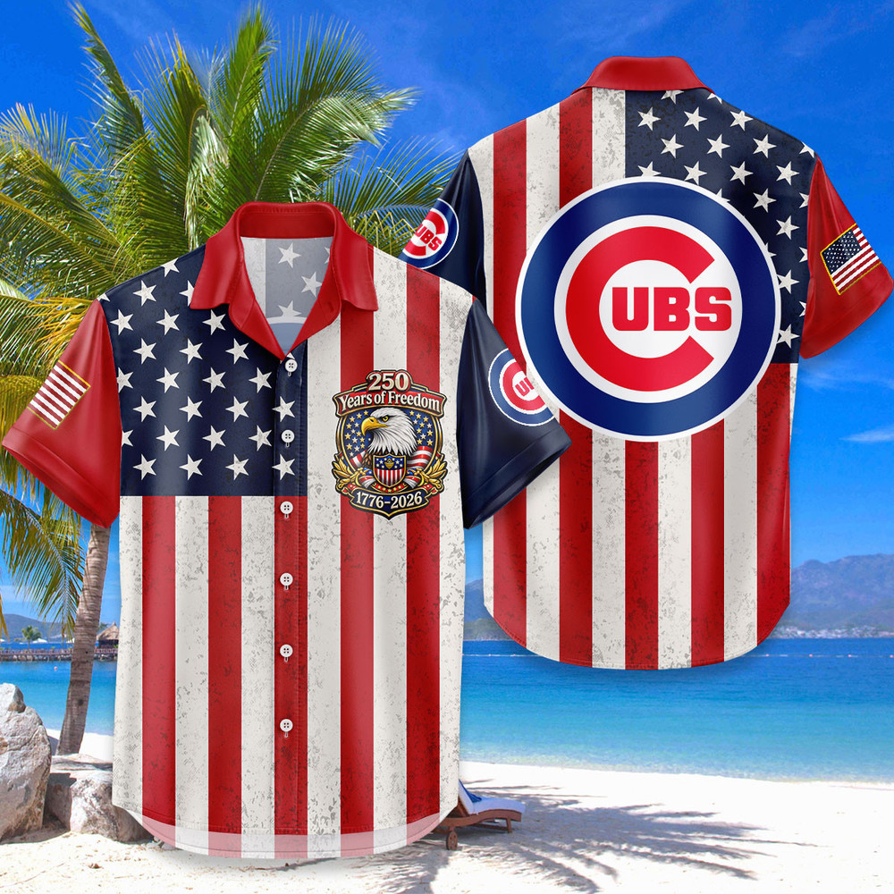 Chicago Cubs Hawaiian Shirt Usa Flag 250 Years Of Freedom Anniversary 1776-2026