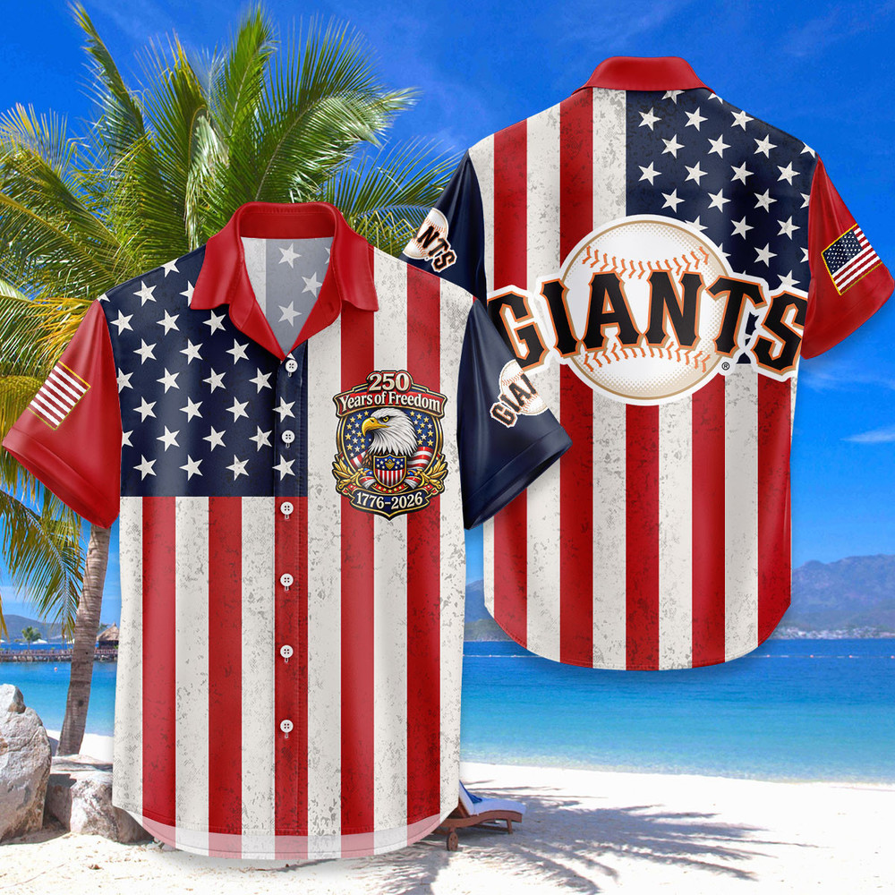 San Francisco Giants Hawaiian Shirt Usa Flag 250 Years Of Freedom Anniversary 1776-2026