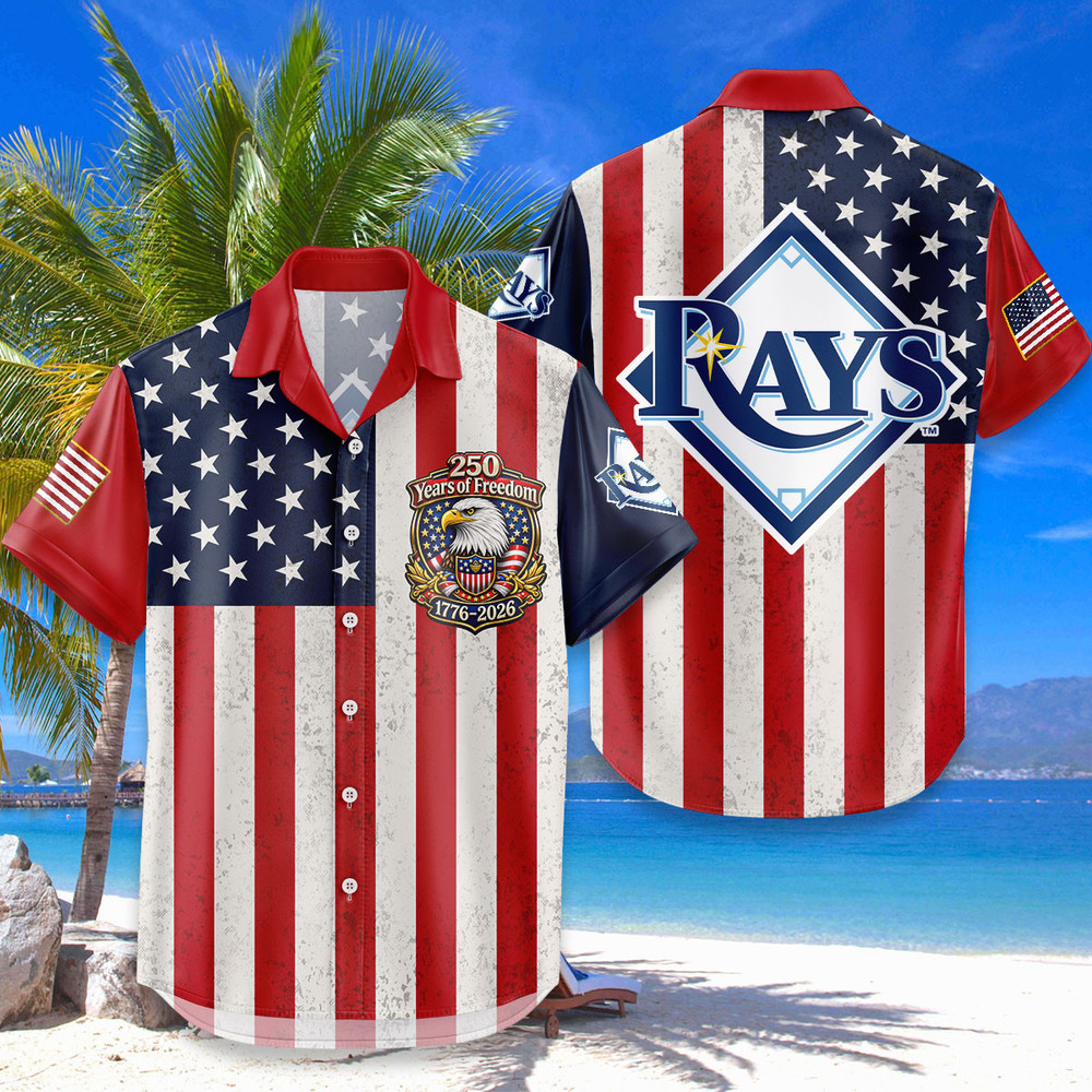 Tampa Bay Rays Hawaiian Shirt Usa Flag 250 Years Of Freedom Anniversary 1776-2026