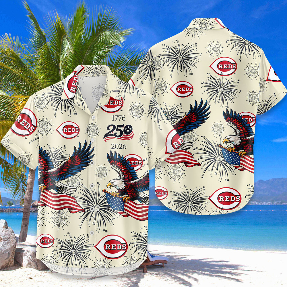 Cincinnati Reds Hawaiian Shirt Usa Flag 250 Years Of Freedom Anniversary 1776-2026