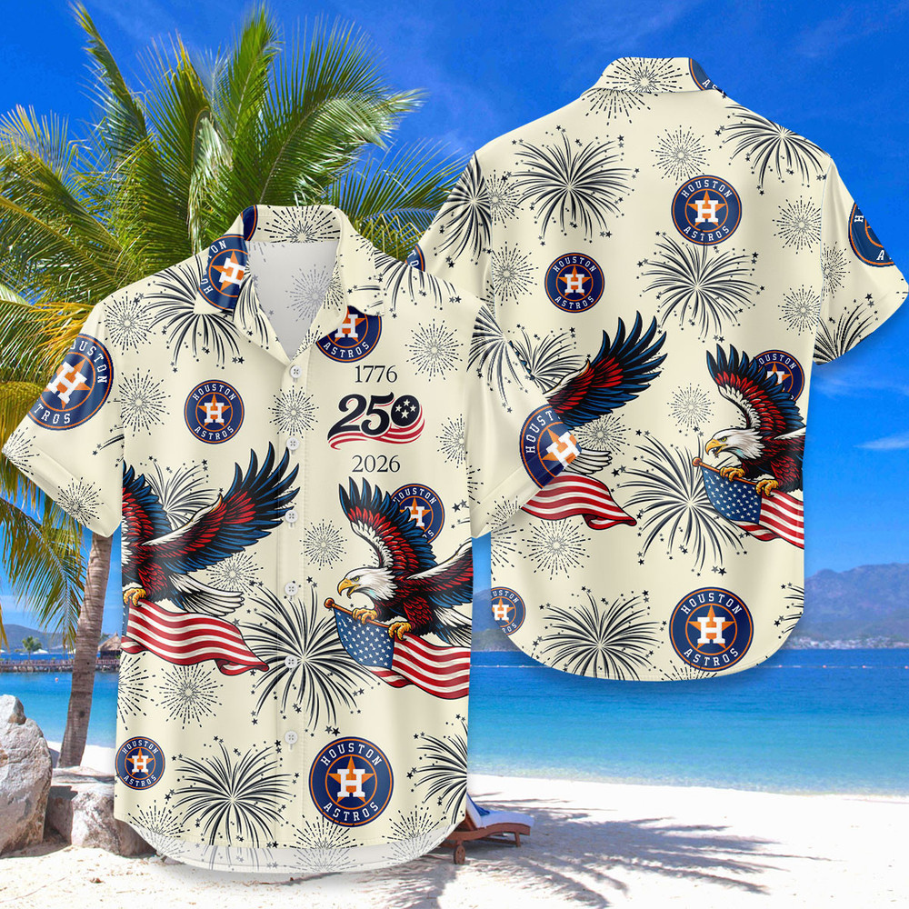 Houston Astros Hawaiian Shirt Usa Flag 250 Years Of Freedom Anniversary 1776-2026
