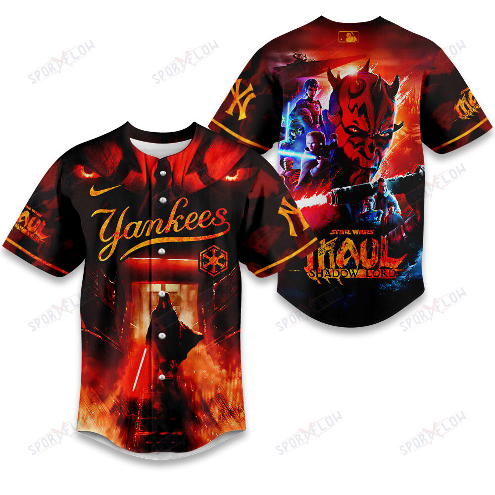 New York Yankees X Star Wars Maul Shadow Lord Dark Side Power Baseball Jersey
