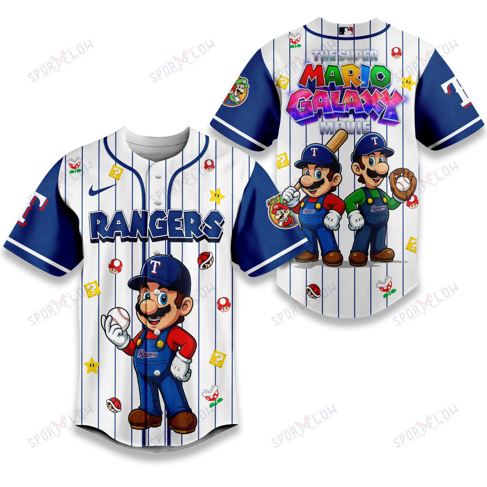 Texas Rangers X Super Mario Galaxy Movie Edition Baseball Jersey