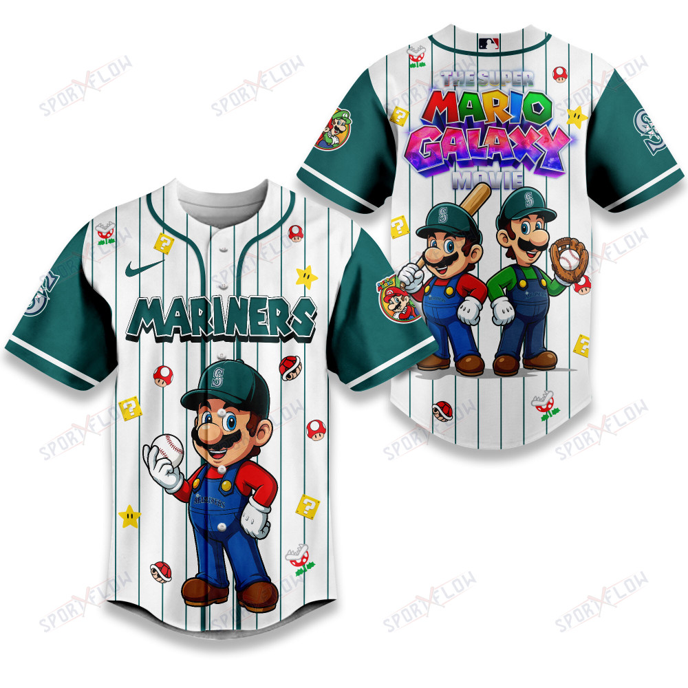 Seattle Mariners X Super Mario Galaxy Movie Edition Baseball Jersey
