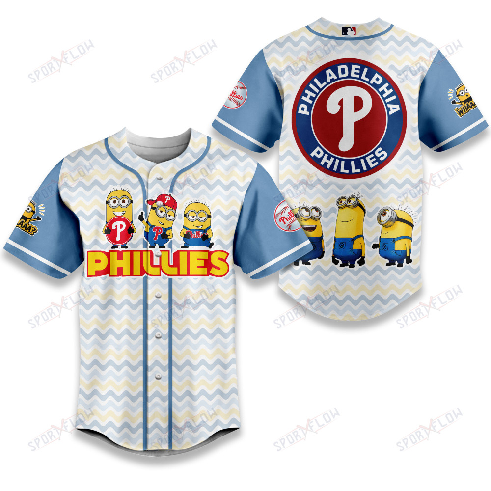 Philadelphia Phillies Minions Zig-Zag Pattern Baseball Jersey