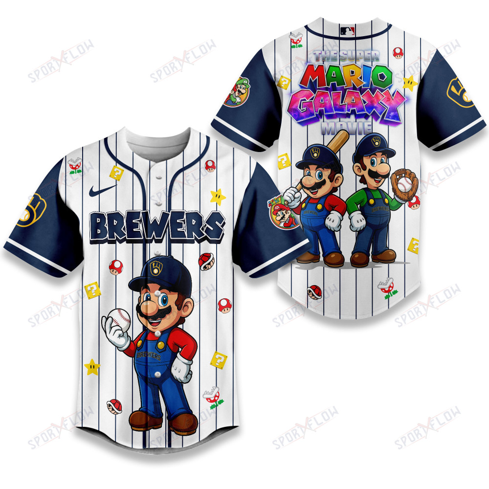 Milwaukee Brewers X Super Mario Galaxy Movie Edition Baseball Jersey