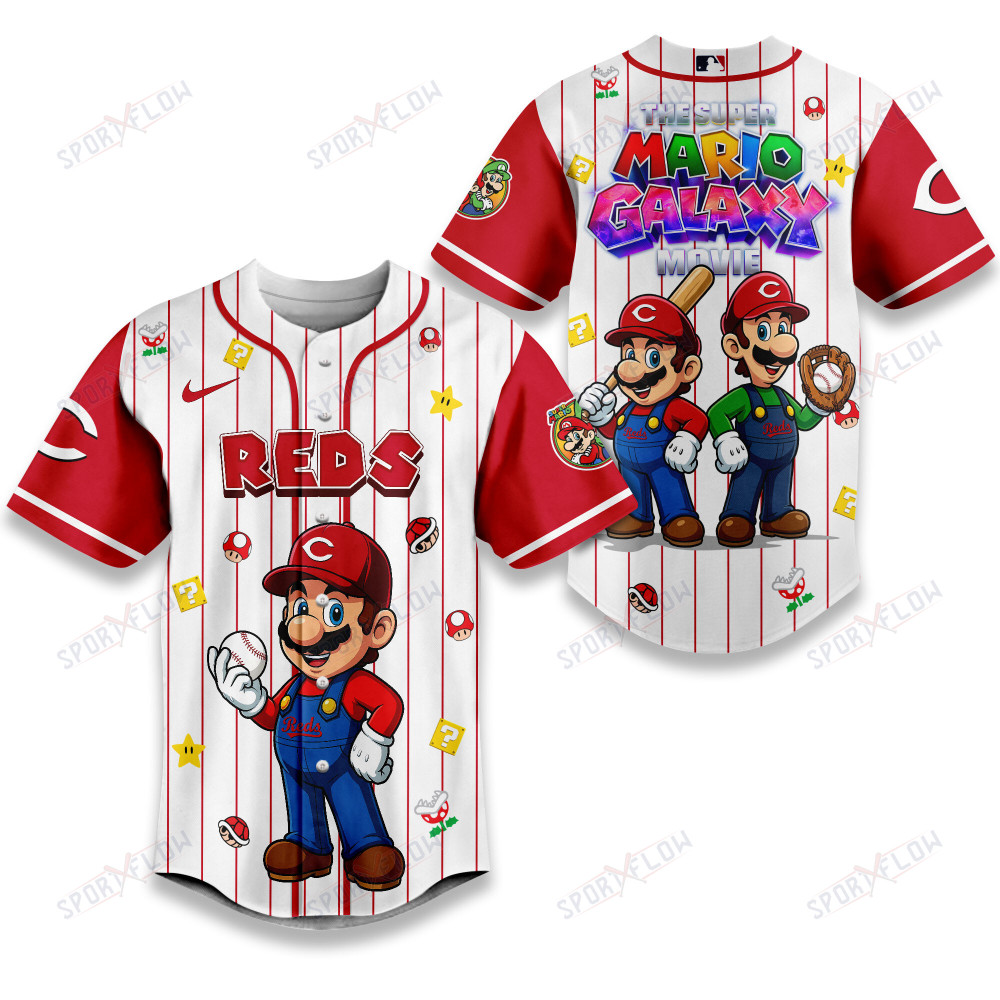 Cincinnati Reds X Super Mario Galaxy Movie Edition Baseball Jersey