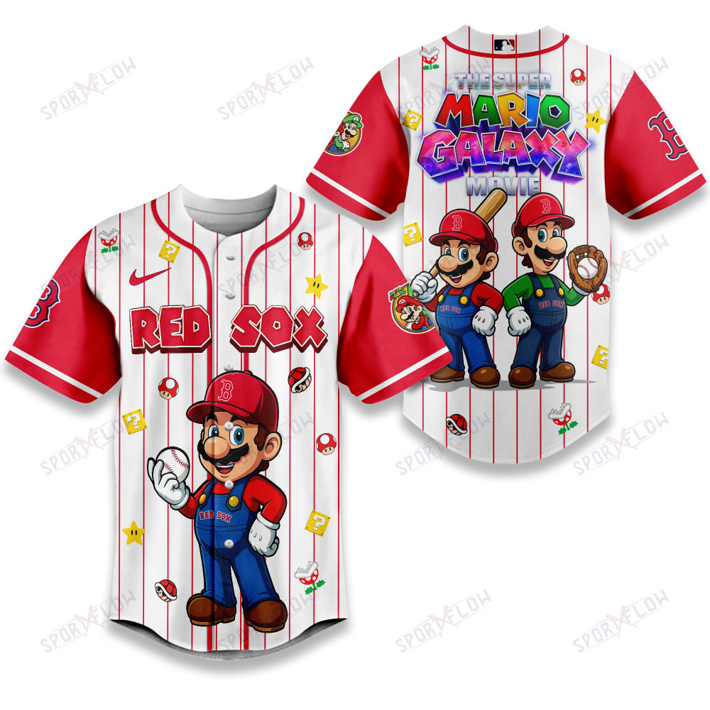 Boston Red Sox X Super Mario Galaxy Movie Edition Baseball Jersey