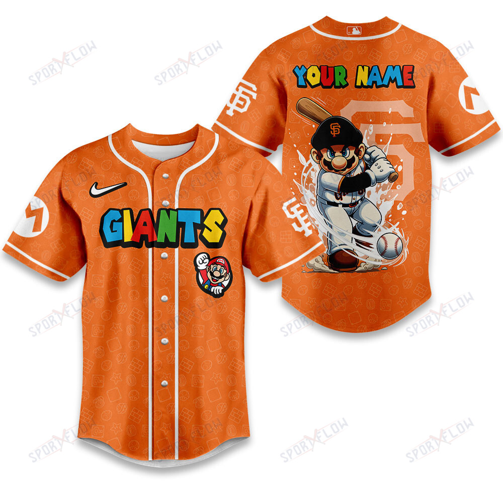San Francisco Giants X Super Mario Grand Slam Custom Name Baseball Jersey