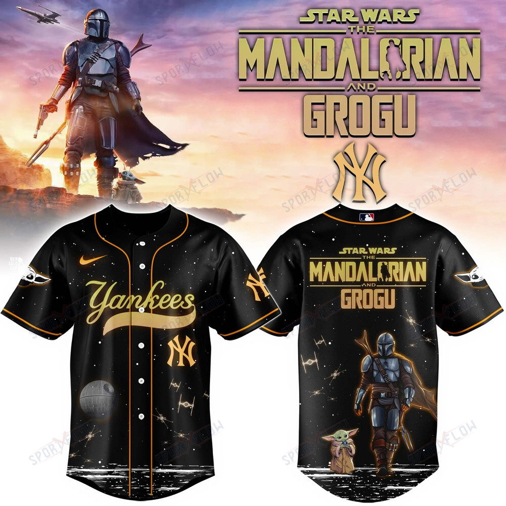New York Yankees X Star Wars Mandalorian & Grogu Special Baseball Jersey