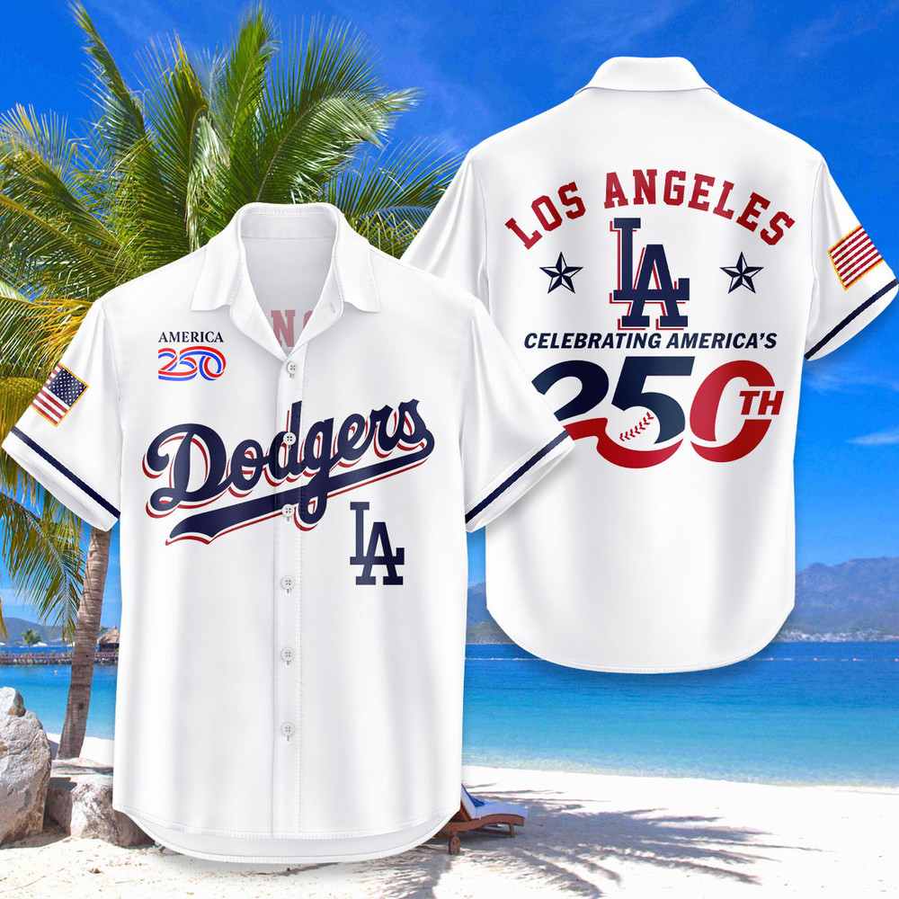 Los Angeles Dodgers Hawaiian Shirt Usa Flag 250 Years Of Freedom Anniversary 1776-2026