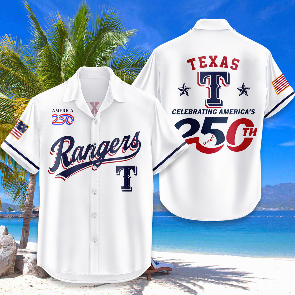 Texas Rangers Hawaiian Shirt Usa Flag 250 Years Of Freedom Anniversary 1776-2026