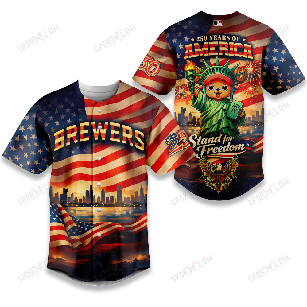 Milwaukee Brewers X One Piece Chopper 250Th Anniversary Baseball Jersey