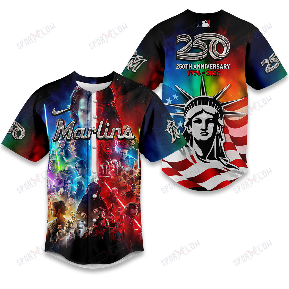 Miami Marlins X Star Wars America'S 250Th Anniversary Baseball Jersey