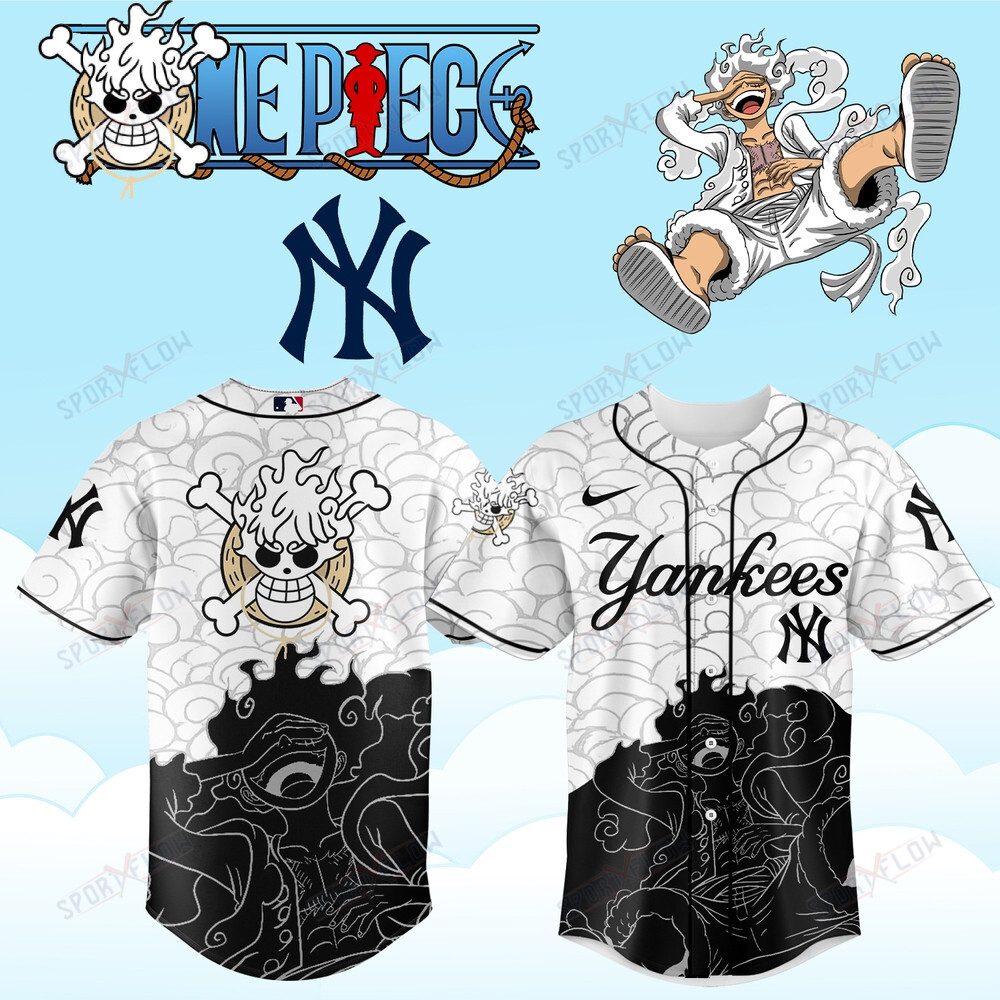 New York Yankees X One Piece Luffy Gear 5 Edition Anime Baseball Jersey