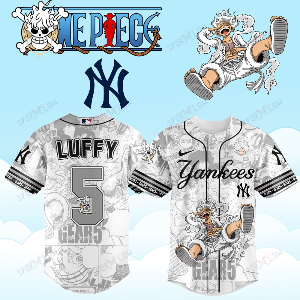 New York Yankees X One Piece Luffy Gear 5 Joy Boy Custom Baseball Jersey