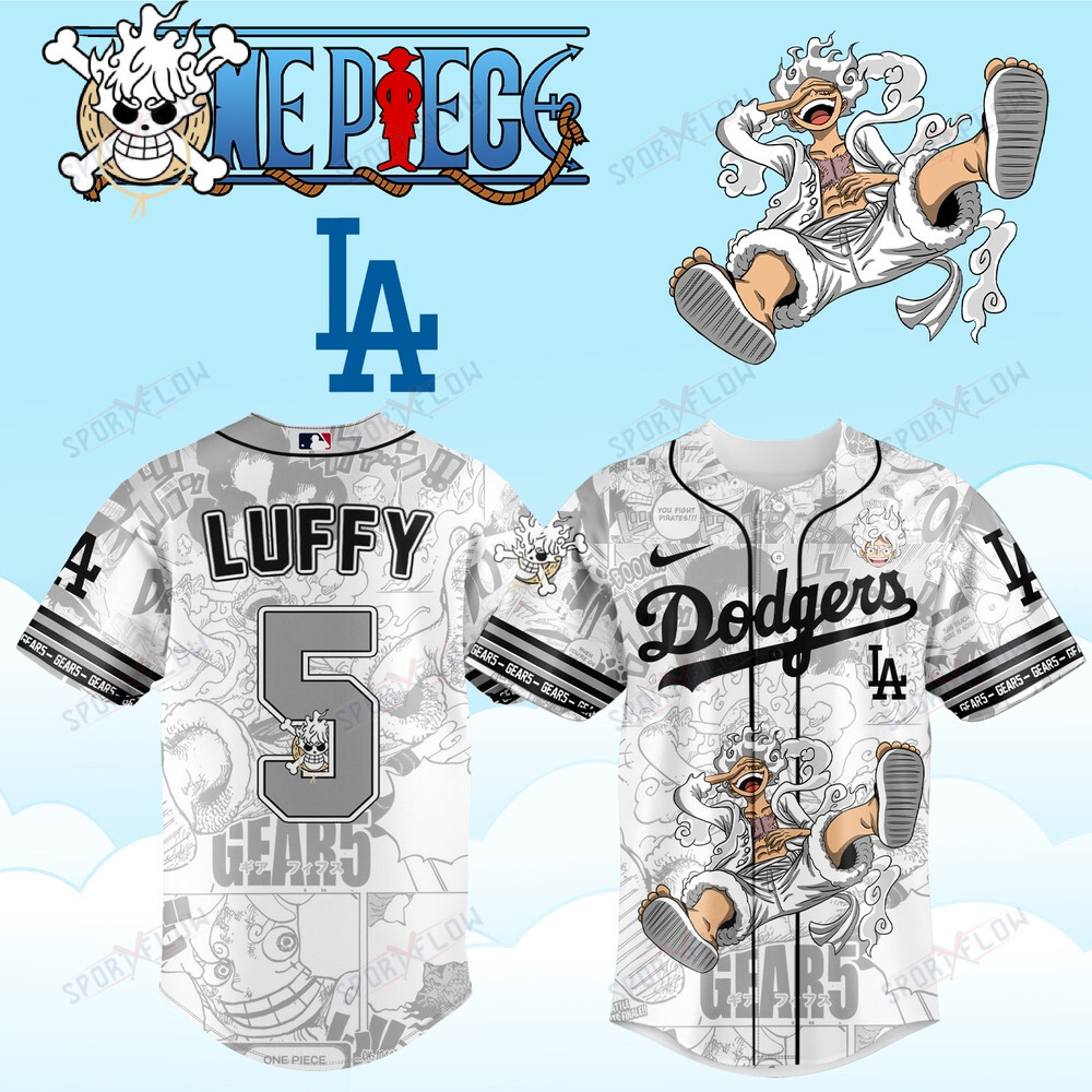 Los Angeles Dodgers X One Piece Luffy Gear 5 Joy Boy Custom Baseball Jersey