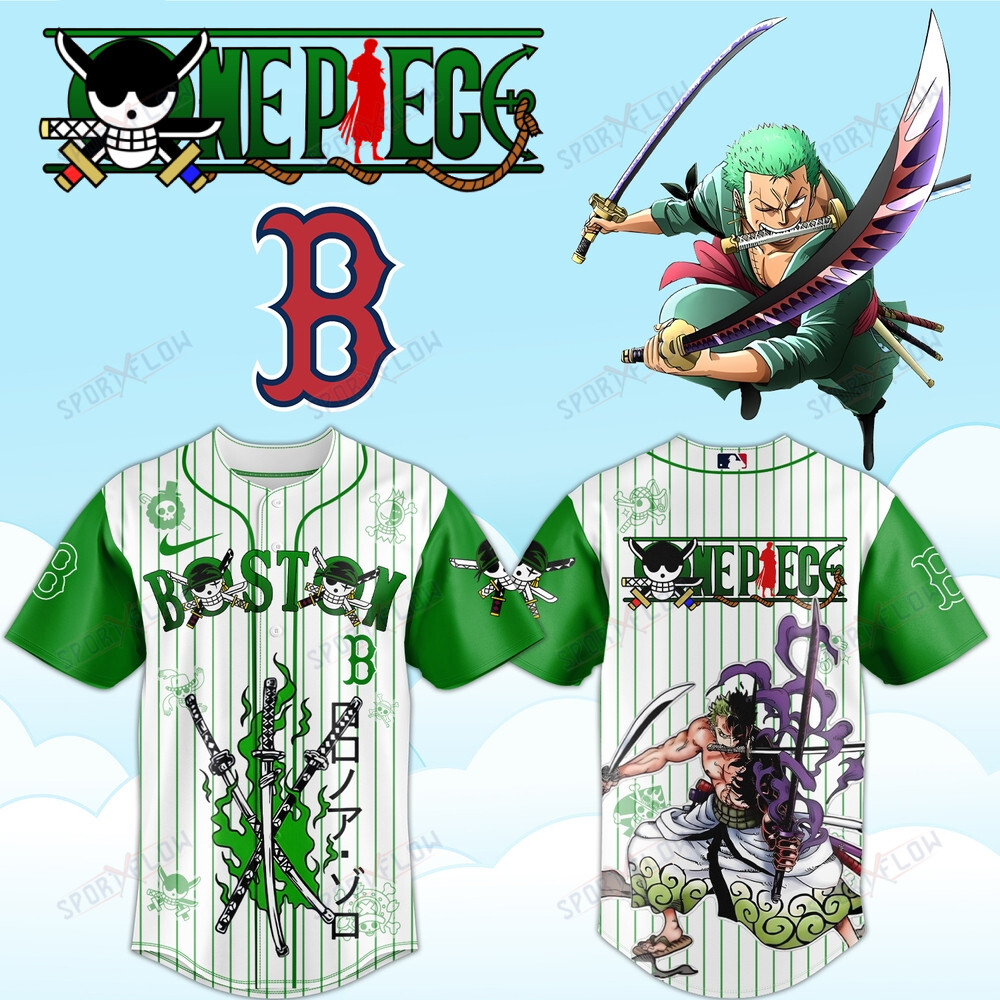 Boston Red Sox X One Piece Roronoa Zoro Wano King Baseball Jersey