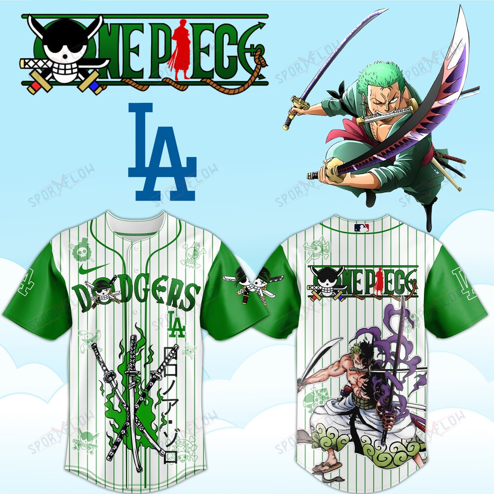 Los Angeles Dodgers X One Piece Roronoa Zoro Wano King Baseball Jersey