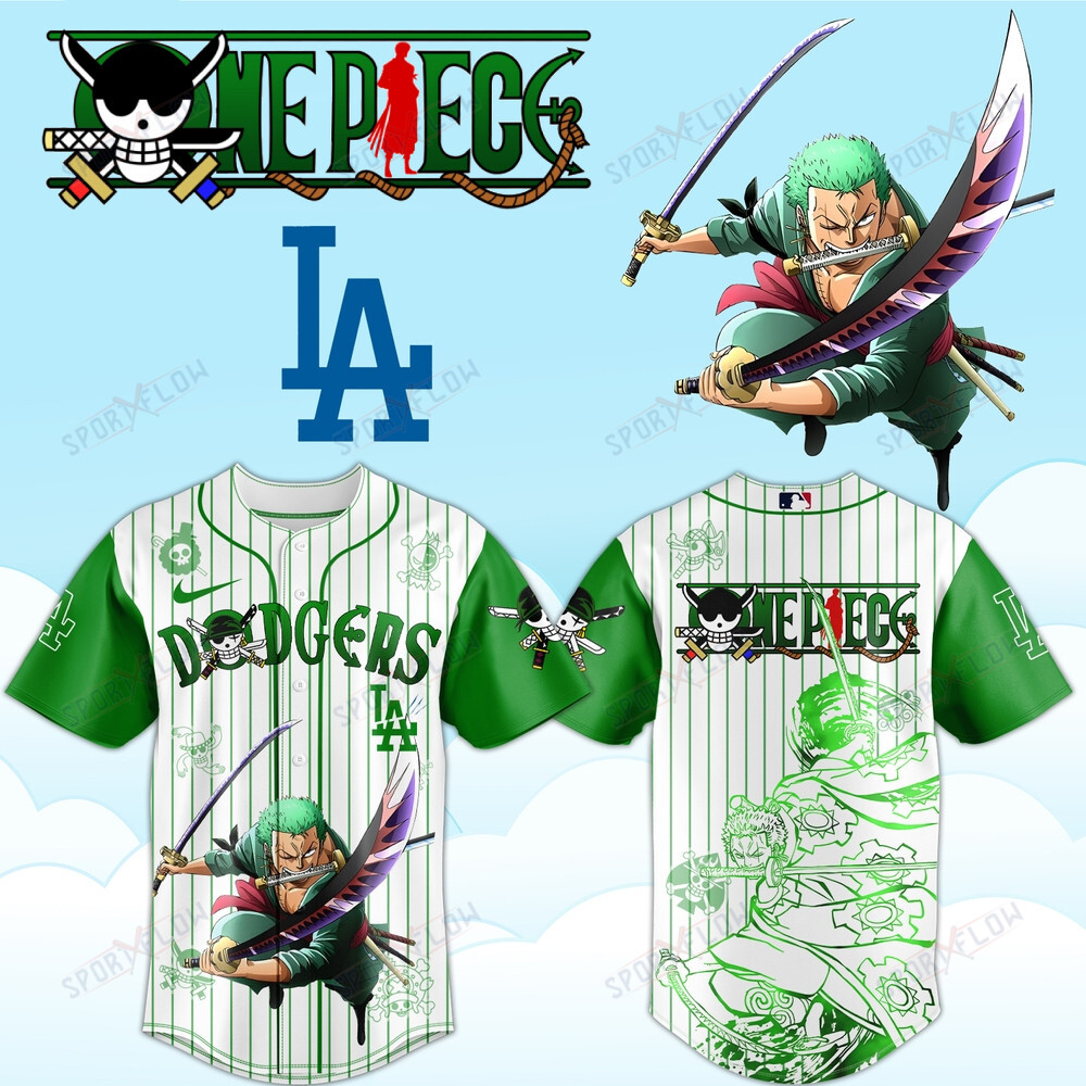 Los Angeles Dodgers X One Piece Zoro Enma Unleashed Edition Baseball Jersey