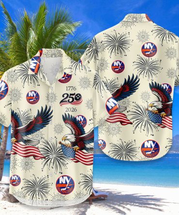 New York Islanders Hawaiian Shirt Usa Flag 250 Years Of Freedom Anniversary 1776-2026